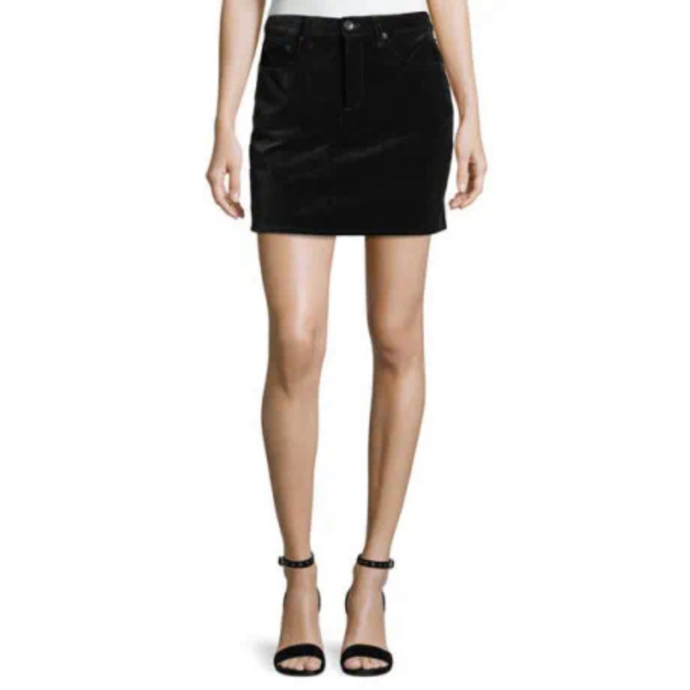 Rag & Bone Dive Velvet Black Mini Skirt